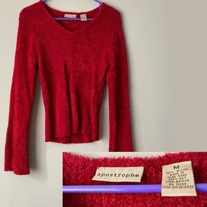 Apostrophe Red Fluffy Sweater Perfect for Christmas/ Winter Size Medium